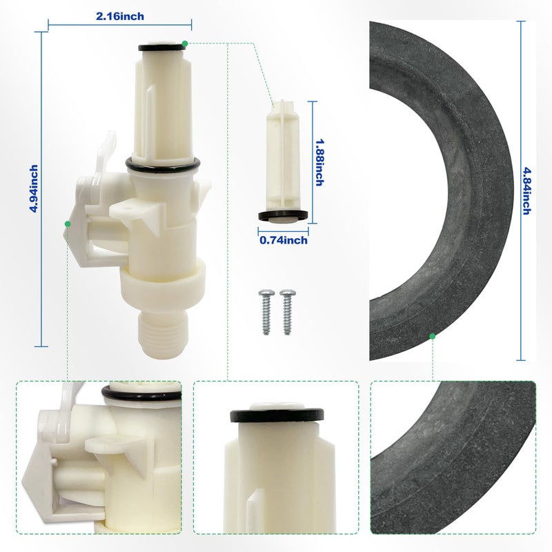 WEST ORGIN 13168 Upgraded RV Toilet Water Valve Kit, Compatible with Thetford Aqua Magic IV Toilets High and Low Models - Image 2